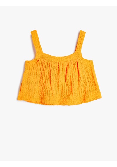 Koton Crop Atlet Kalın Askılı Dokulu Turuncu 4skg30056ak Turuncu