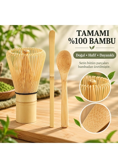 Valkyrie Matcha Çayı Hazırlama Seti 3 Parça Bambu Chasen Çırpıcı Chashaku Kaşık Ve Karıştırma Çubuğu