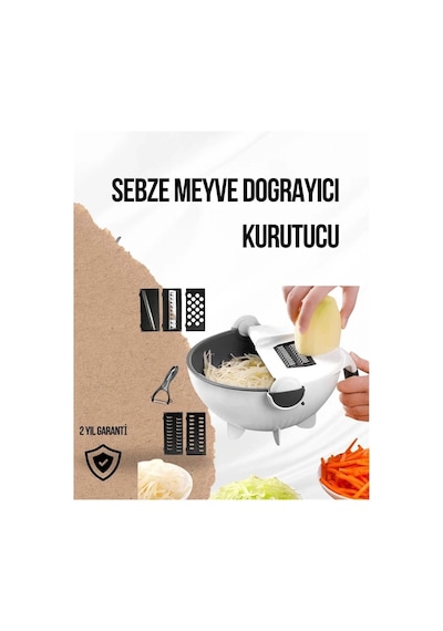 Döner Mekanizmalı Rende Bıçaklı Sebze Dilimleyici Seti