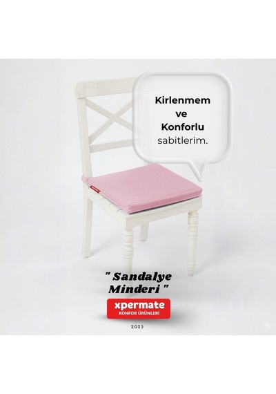 Fermuarlı Sandalye Minderi Su İtici Kumaş 40x40cm Pembe