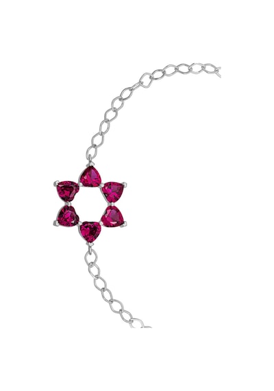 Aşkın Fısıltısı Mekik Zincirli Kalp Bileklik Ruby Taşlı 925 Ayar Gümüş Gümüş