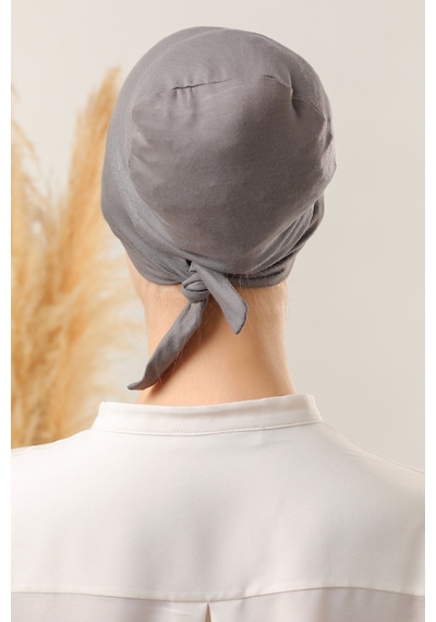 Melodi Scarf Bağlamalı Dikişsiz Çapraz Bone Koyu Gri Koyu Gri