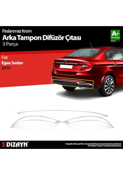 S-dizayn Fiat Egea Sd Krom Arka Tampon Difüzör Çıtası 3 Prç. 2015 Üzeri
