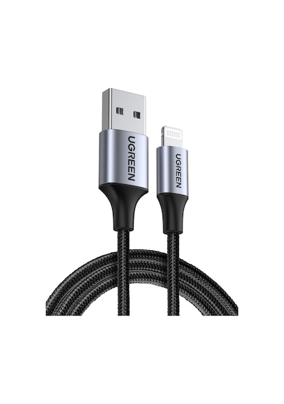 Ugreen Lightning - Usb-a Örgülü Mfi Sertifikalı Apple Uyumlu iPhone  Hızlı Şarj Kablosu, 1 M, Siyah, 60156