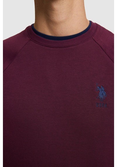 U.S. Polo Assn. Erkek Bordo Bisiklet Yaka Regular Fit Basic Sweatshirt 50329441-vr180 Dark Plum