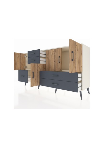 Kronos Konsol 4 Raflı 5 Çekmeceli 4 Kapaklı 176x59x99 Aytaşı-çam/ Aytaşı-çam/antrasit Kronos Konsol 4 Raflı 5 Çekmeceli 4 Kapaklı 176x59x99 Aytaşı-çam/ Aytaşı-çam/antrasit