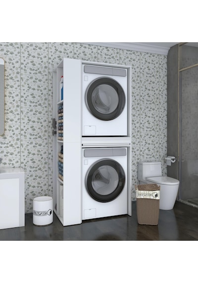 Kenzlife Membran Çamaşır-kurutma Makinesi Dolabı Ahi Evran Sol Gribyz Panjur 187 090 60 Mebran Kapak Suntalam Gövde Beyaz
