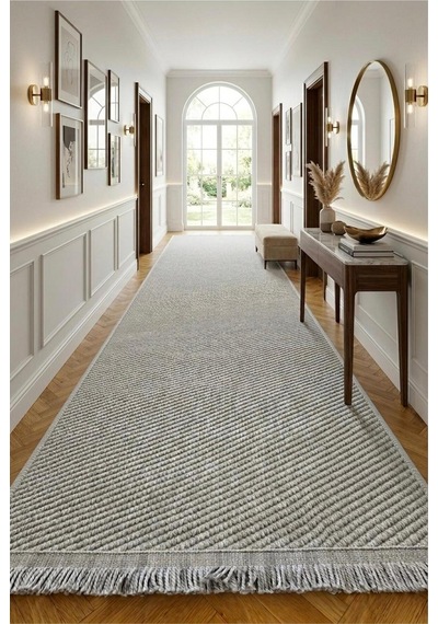 Leiva Home Lara 04 Gri Sisal İskandinav Modern Kaymaz Taban Yumuşak Özel Ölçü Salon Koridor Halısı 0210a-krem