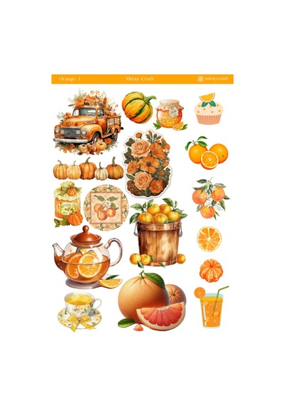 1 Sayfa Turuncu Renk Temalı 12 17 Cm Sticker /scrapbook, Bullet Journal, Planlayıcı, Defter İçin Diğer