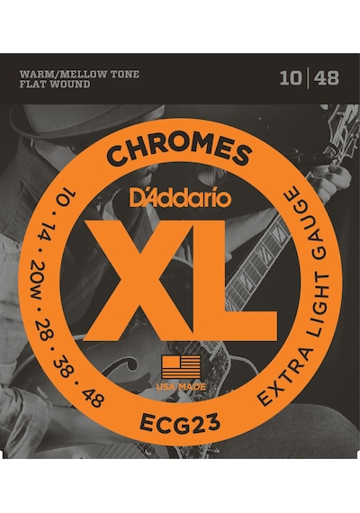 D'addario Ecg23 Xl Chromes Flatwound Elektro Gitar Tel Seti Profesyonel Extra Light 10-48 Kalınlık, Pürüzsüz Cilalı Yüzey Ve Dip Gürültüsüz Geçişler