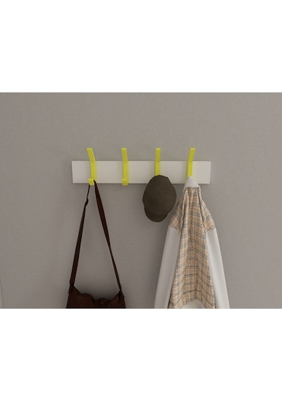 Hepsi3boyutlu Modern Duvar & Kapı Kanca Askılık - 4 Adet Sarı Kanca Askılık - Model No : 1 Sarı