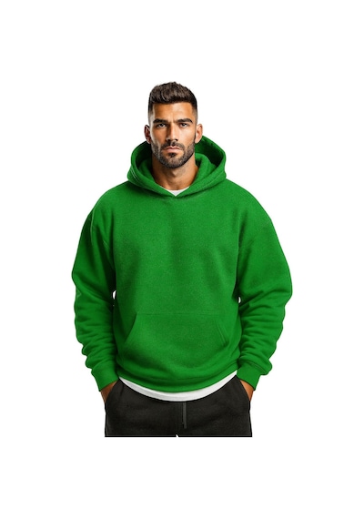 Benroma 3 İplik Penye Ünisex Kapüşonlu Sweat Yeşil