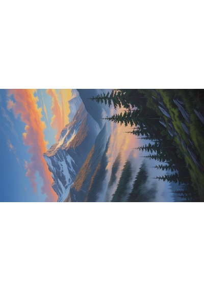 Doğa Ve Manzara Dikey 60x90cm Gün Doğumunda Görkemli Dağ Manzarası 01 Çerçevesiz 60x90cm Pvc Tablo