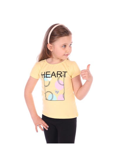 Toontoy Kids Toontoy Kız Bebek Baskılı Bisiklet Yaka Kısa Kollu Tişört Sarı