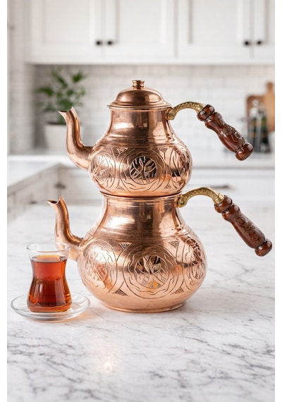Dmt Copper Home Bakır Büyük Boy Çaydanlık El Keski Gaziantep Üretimi Bakır