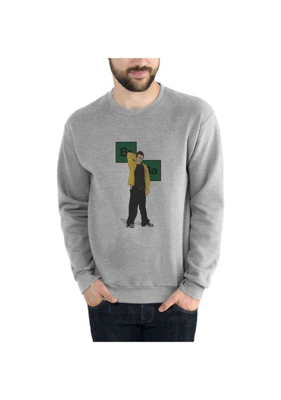 Breaking Bad Jesse Baskılı Gri Erkek Örme Sweatshirt
