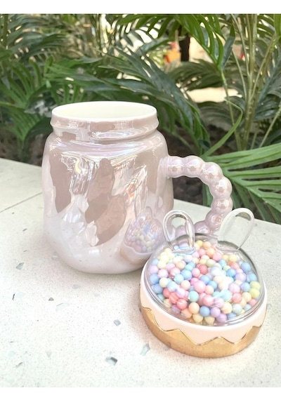 Tavşan Kapaklı Ponpon Kupa Mug Lila