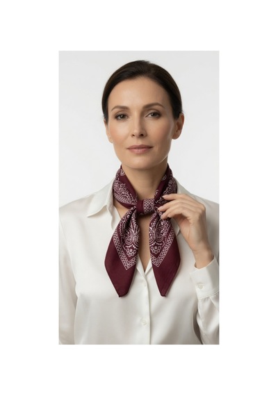 Mollycrush Unisex Mürdüm Şal Desenli Bandana Günlük Saç Aksesuarı, Boyunluk Ve Outdoor Fular Koyu Bordo
