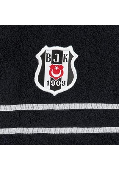Beşiktaş Arma Lisanslı Düz%100 Pamuk Yüz Havlusu, Siyah, 50x90 Cm 4 Lü 50x90 El Havlusu