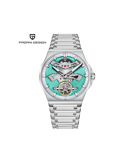 Pd-ys028 42mm 100m Su Geçirmez, İskelet Otomatik Safir Kristal Işıkl Full Çelik Lüks Erkek Kol Saati Gümüş