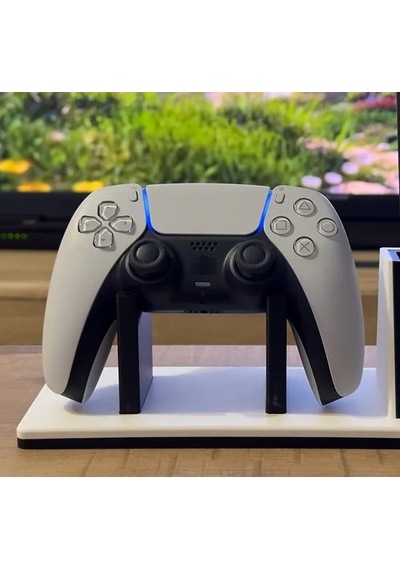 Bezos 3d Baskı Oyun Kolu Ve Tv Kumanda Standı Çift Bölmeli Masaüstü Kumanda Tutucu Organizer - Beyaz Mmbz