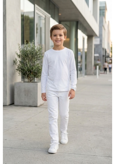 Kiagu Erkek Çocuk Uzun Kollu Basic Düz Tişört %100 Pamuk Bisiklet Yaka T-shirt 2-13 Yaş Beyaz Kiagu Erkek Çocuk Uzun Kollu Basic Düz Tişört %100 Pamuk Bisiklet Yaka T-shirt 2-13 Yaş Beyaz