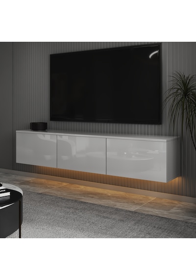 T0020 Alston Duvara Monte Tv Ünitesi Led Işıklı, Modern Tasarım, 160 Cm - Parlak Beyaz Parlak Beyaz T0020 Alston Duvara Monte Tv Ünitesi Led Işıklı, Modern Tasarım, 160 Cm - Parlak Beyaz Parlak Beyaz
