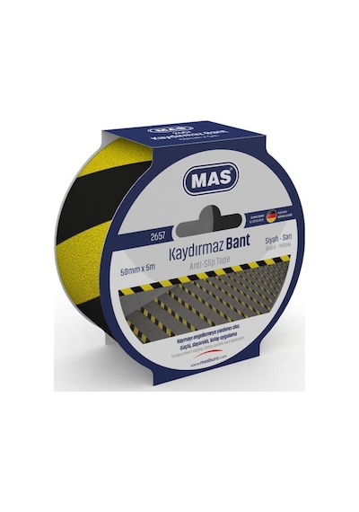 Mas Kaydırmaz Bant 50mmx5m Siyah-Sarı  2657