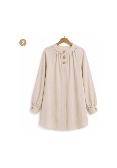 Miss Meliss Yazlık Çilek Kumaş Düğme Detaylı Beli Bağlamalı İkili Tunik - Pantolon Takım Krem Krem Miss Meliss Yazlık Çilek Kumaş Düğme Detaylı Beli Bağlamalı İkili Tunik - Pantolon Takım Krem Krem