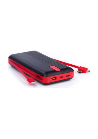 20000 Mah Kendinden Kablolu Trıple Powerbank Siyah&kırmızı 20000 Mah Kendinden Kablolu Trıple Powerbank Siyah&kırmızı