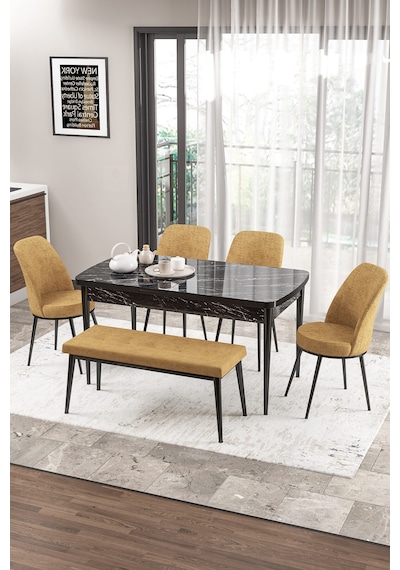 Canisa Concept Zen Serisi 80x132 Mdf Açılabilir Siyah Mermer Desen Masa Takımı 4 Cappucino Sandalye Ve 1 Bench Masa Siyah Mermer Sandalye Ve Bench Cappucino Canisa Concept Zen Serisi 80x132 Mdf Açılabilir Siyah Mermer Desen Masa Takımı 4 Cappucino Sandalye Ve 1 Bench Masa Siyah Mermer Sandalye Ve Bench Cappucino
