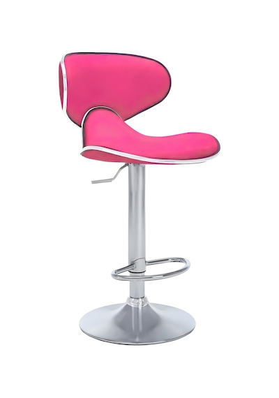 Bürocci Zen Bar Taburesi - Gül Kurusu Modern Deri Metal Ataklı Yüksek Tezgah Sandalyesi - 9549s0490 Pembe
