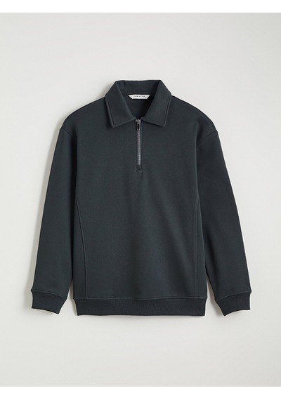 Lcw Vision Antrasit Polo Yaka Erkek Kalın Sweatshirt