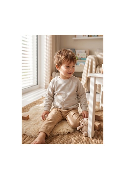 Deniva Kids Bebek Bej Ayıcık Nakışlı Cepli Sweatshirt Ve Ribanalı Eşofman Alt Üst Takım - 3-4 Yaş Deniva Kids Bebek Bej Ayıcık Nakışlı Cepli Sweatshirt Ve Ribanalı Eşofman Alt Üst Takım - 3-4 Yaş
