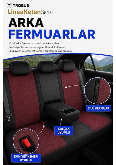 Renault Broadway 1990-2000 Uyumlu Lineaketen Serisi Ortopedik Bordo Kırmızı Koltuk Kılıfı