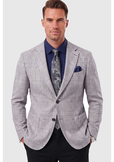Rizzup Erkek Slim Fit Ekose Mavi Blazer Ceket Astarlı Kışlık Şık Spor Ceket 2702420