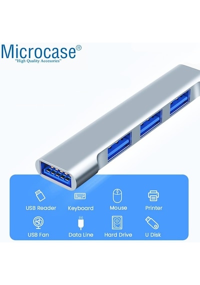 Microcase Type-C To Usb 3.0 4 Port Çoklayıcı Hub Aluminyum Slim K
