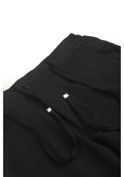 Deepsea Erkek Siyah Likralı Gofre Kumaş Beli Lastikli İpli Slim Fit Günlük Pantolon 2600650 Siyah Deepsea Erkek Siyah Likralı Gofre Kumaş Beli Lastikli İpli Slim Fit Günlük Pantolon 2600650 Siyah