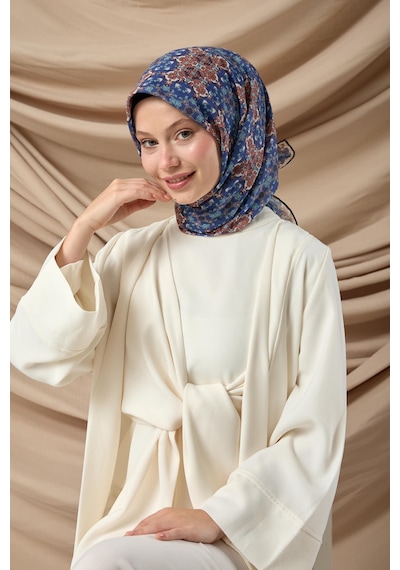Silk Home Soft Eşarp 73093-09 Saks, Kiremit, Beyaz, Antrasit