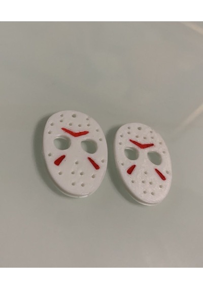 Jason Voorhees Hokey Maskesi Küpe Çifti - Cadılar Bayramı Temalı Korku Figürlü Aksesuar Beyaz