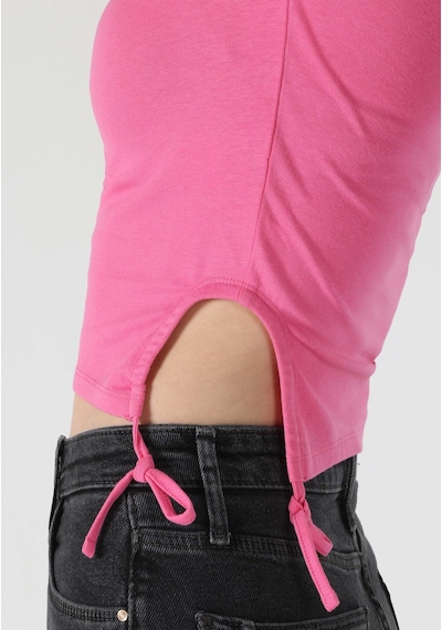 Colins Slim Fit Yuvarlak Yaka Kadın Pembe Kısa Kol Tişört Cl1063336 Q1.v2 Pın Pembe