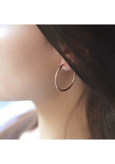 Rose Gold Kaplama Gümüş Halka Küpe