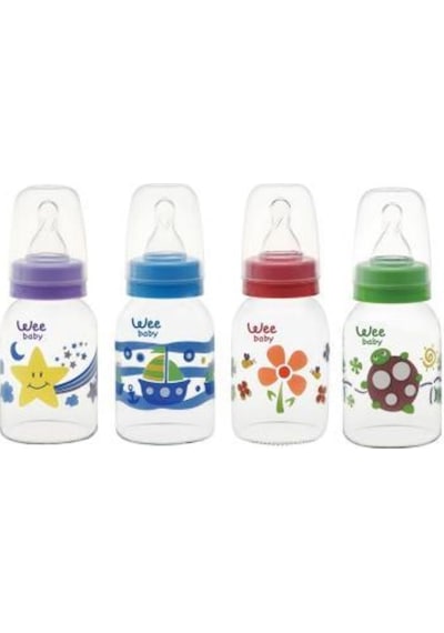 Wee 877 Silikon Kls. Kiraz Uçlu Cam Biberon 125 ML