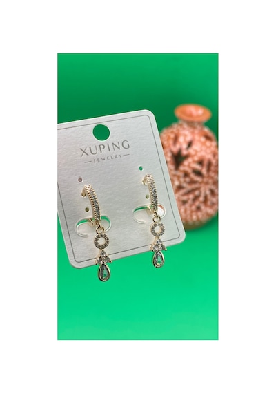Xuping Rose Gold Renginde Sallantılı Şık Zirkon Taşlı Küpe Altın