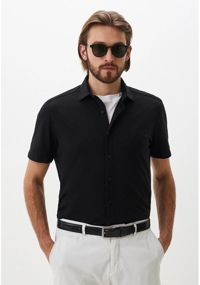 Erkek Kısa Kollu Yazlık Gömlek Siyah Slim Fit Ncs Jeans 7286 Siyah