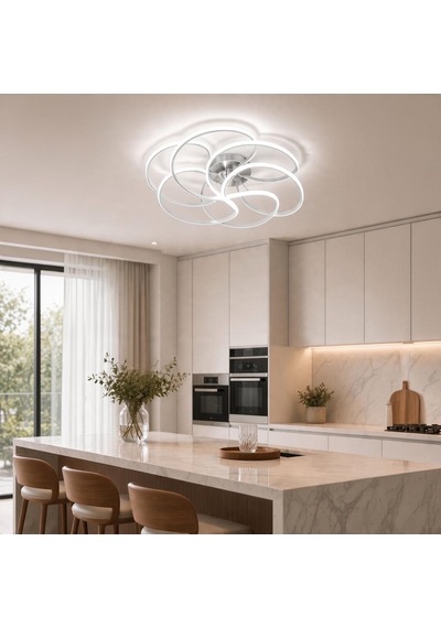 3 Renk Uzaktan Kumandalı Samyeli Model Led Avize Krom - Gümüş