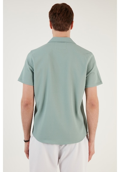 Buratti Apaş Yaka Kısa Kollu Regular Fit Erkek Gömlek Cf24S117842 Mint