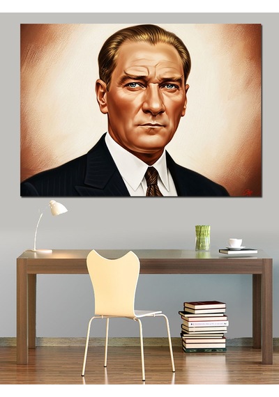 Atatürk Resmi Dekoratif Kanvas - Mdf Ahşap Tablo