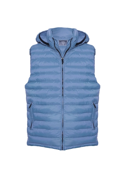 Tudors Erkek Slim Fit Dar Kesim Astarlı Rüzgar Geçirmez Cepli Mavi Çıkarılabilir Kapüşonlu Şişme Yelek-32082 Lacivert