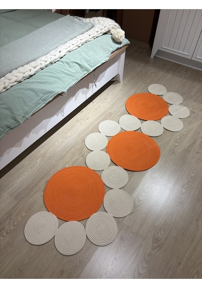 Mavaux Snake Hasır Jüt Bej Yolluk Halı Kilim Krem - Turuncu